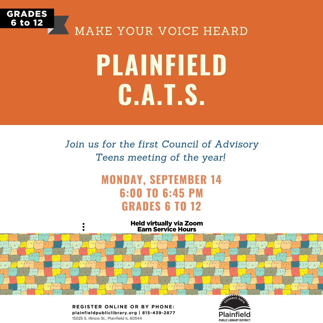 Plainfield  CATS Monday, September 14 6 to 6:45 PM