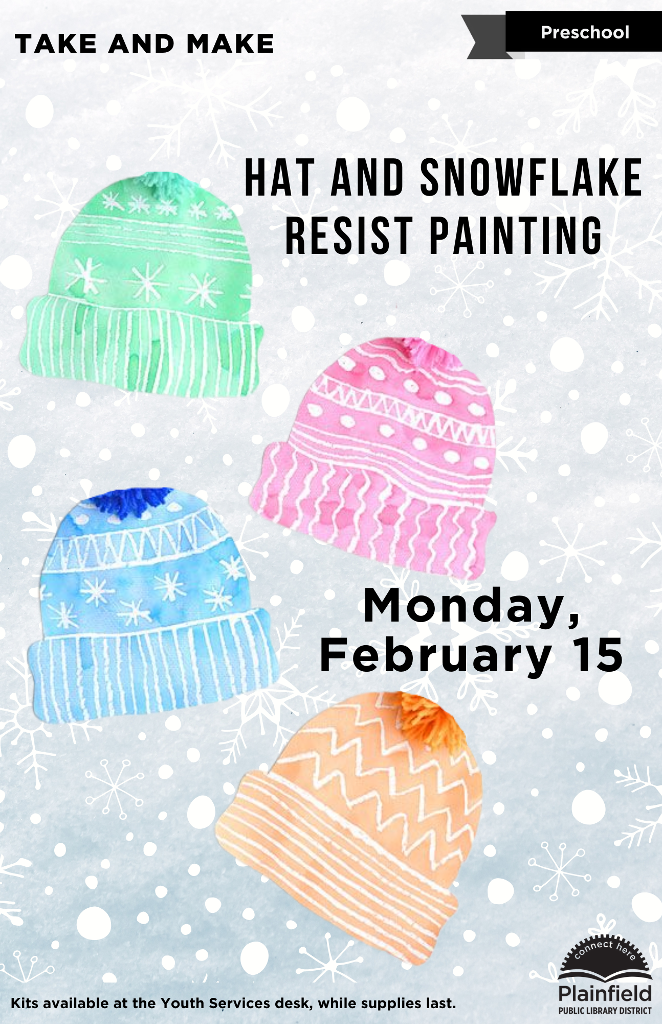 Hat and Snowflake Resist Painting