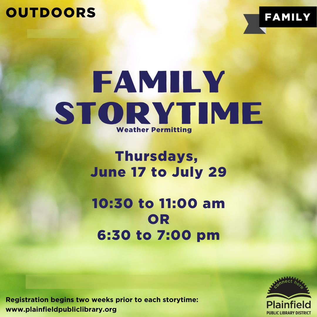 Outdoor Family Storytime Thursdays 10:30 AM