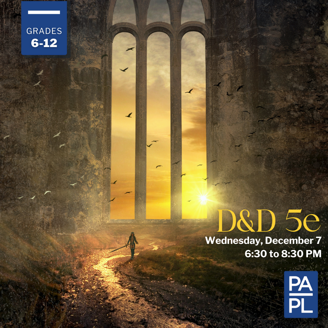 D&D 5e: Wednesday, December 7, 6:30 to 8:30 PM