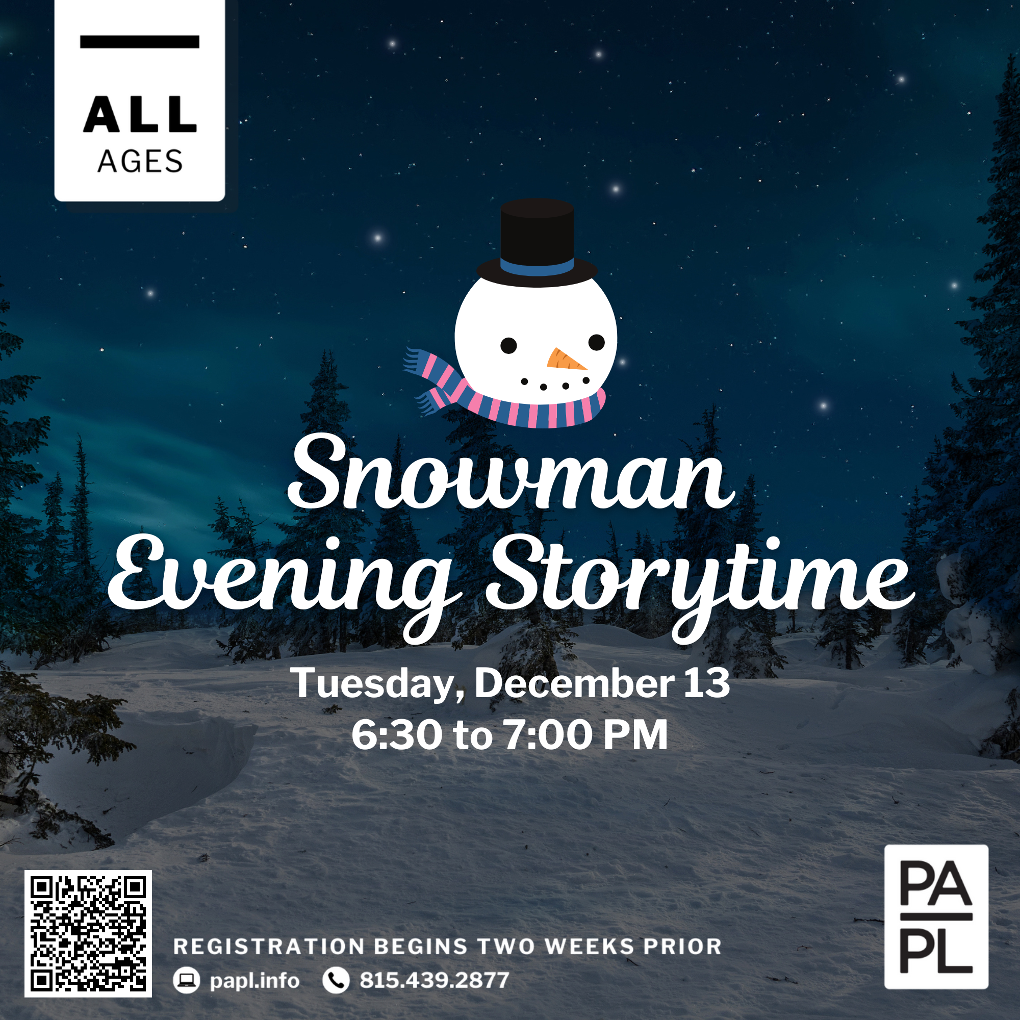 Snowman Evening Storytime 12.13.22