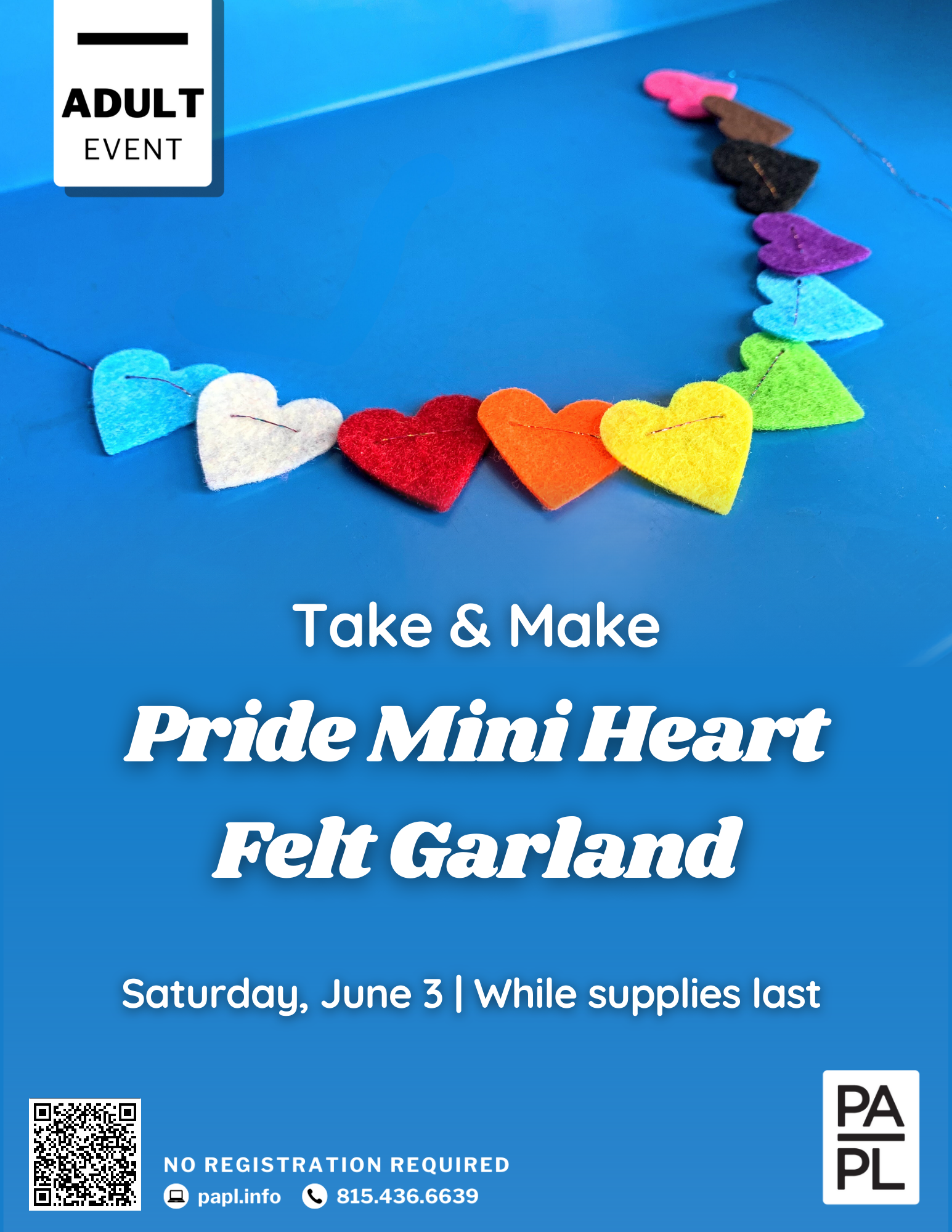 Adult Take & Make: Pride Mini Heart Felt Garland