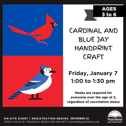 Cardinal and Blue jay Handprint Craft 1.7.2021