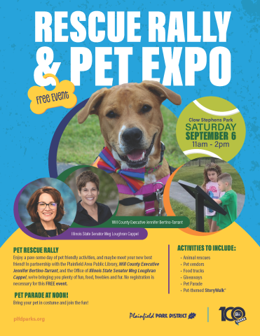 Rescue Rally & Pet Expo flyer, created by Plainfield Park District