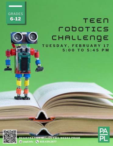 Event poster for Teen Robotics Challenge; details in content. 