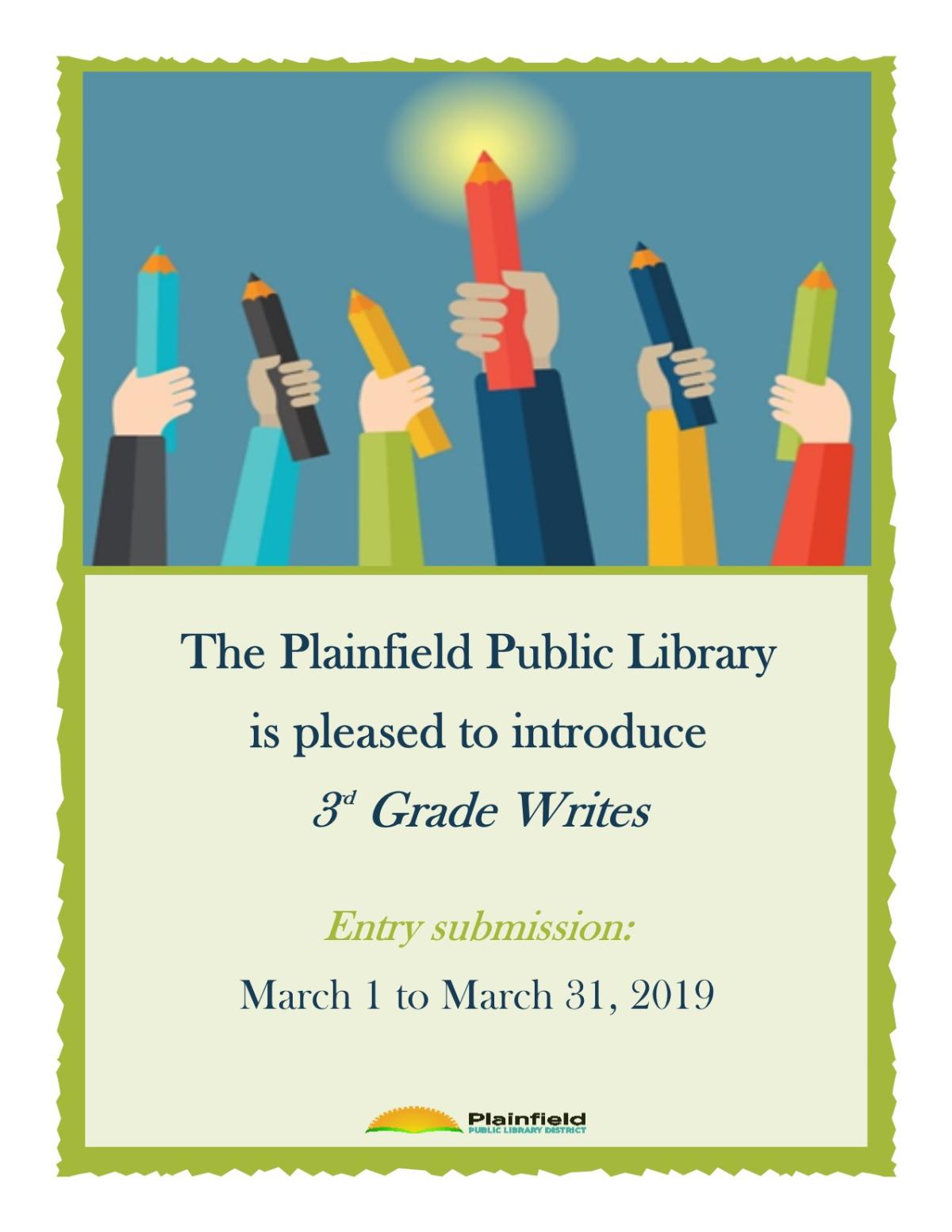 3rd Grade Writes March 1 to March 31, 2019