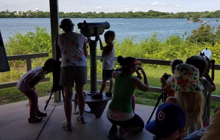 Families birdwatching.