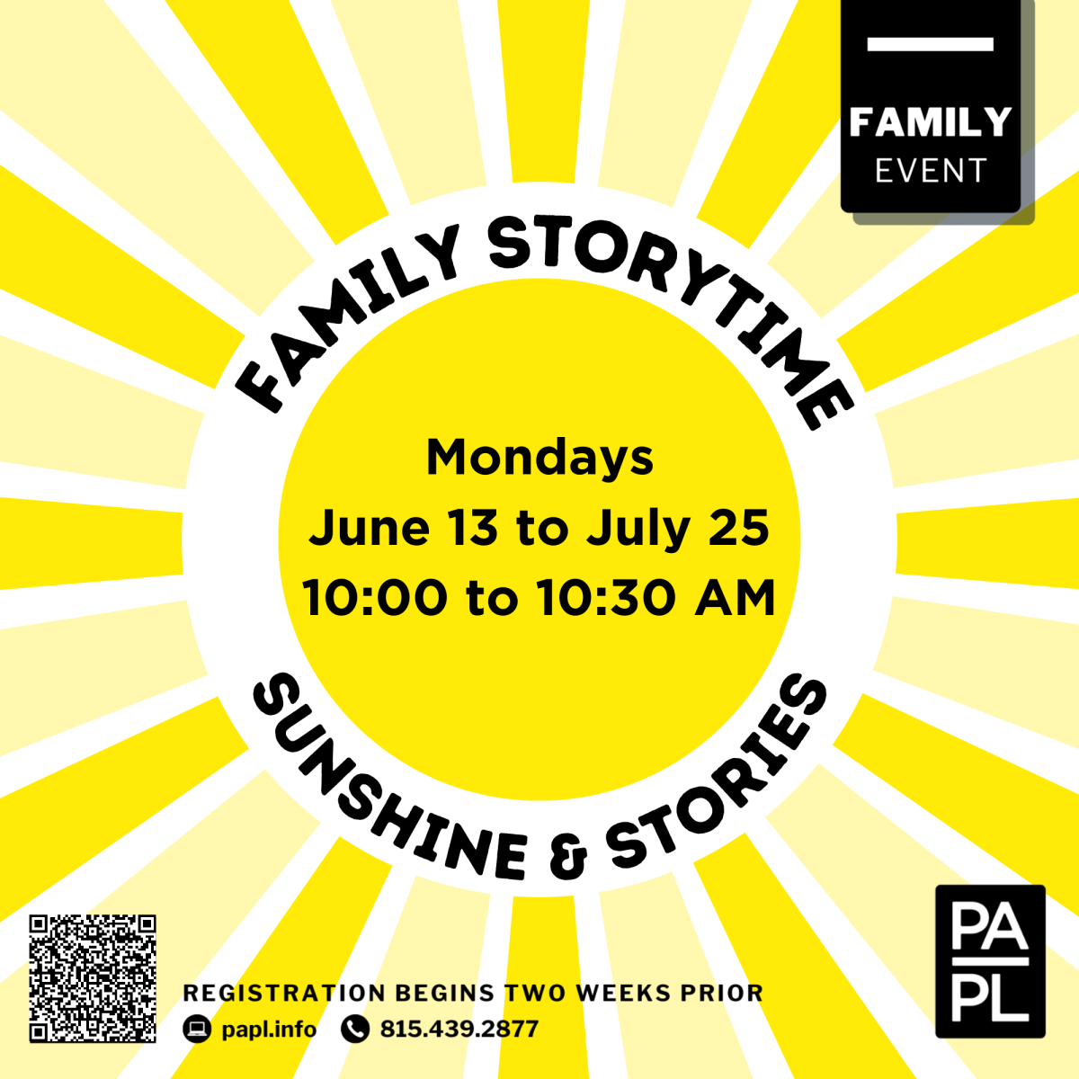 Family Storytime: Sunshine & Stories