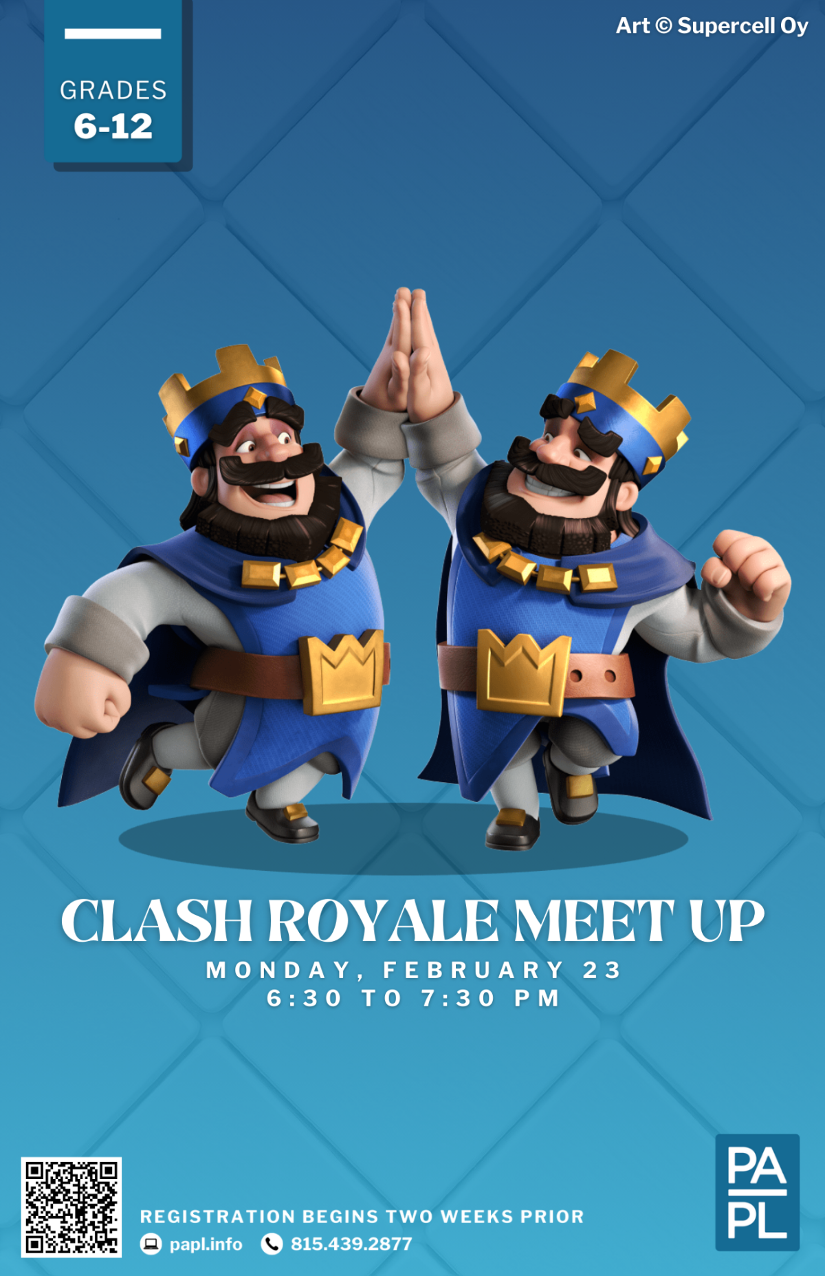 Event poster for Clash Royale Meet-Up; details in content. 