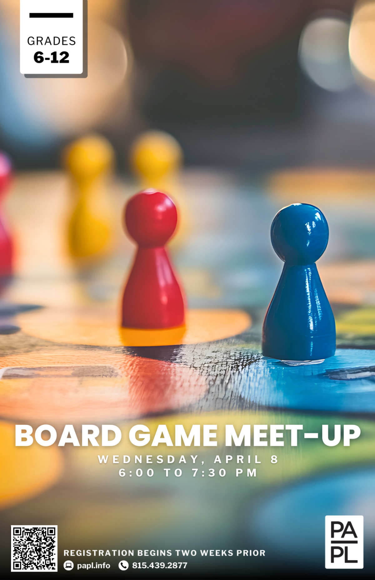 Event poster for Board Game Meetup. Content in details. 